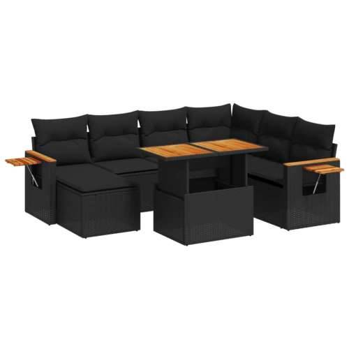 Vrtna garnitura - 8-dijelni set vrtnih sofa od poliratana s jastucima crni - Crna 1 Cijena