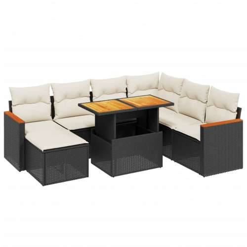 Vrtna garnitura - 8-dijelni set vrtnih sofa od poliratana s jastucima crni - Crna i krem 1 Cijena