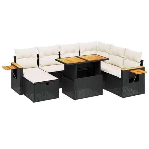 Vrtna garnitura - 8-dijelni set vrtnih sofa od poliratana s jastucima crni - Crna i krem 1 Cijena