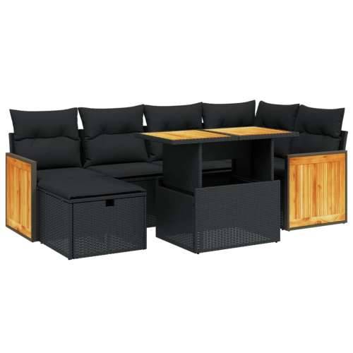Vrtna garnitura - 7-dijelni set vrtnih sofa od poliratana s jastucima crni - Crna bez spremišta 1 Cijena