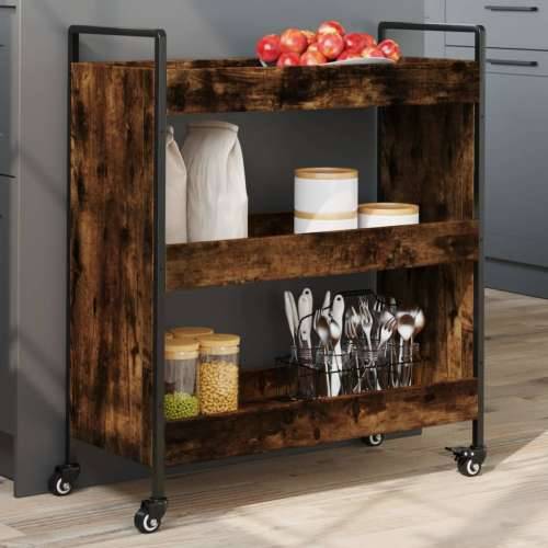 Kuhinjska kolica boja hrasta 70 x 30 x 82 cm konstruirano drvo - Dimljeni hrast Cijena