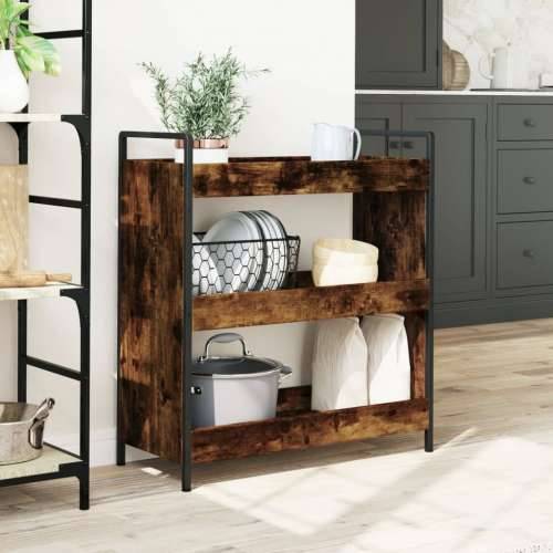 Kuhinjska kolica boja hrasta 70 x 30 x 82 cm konstruirano drvo - Dimljeni hrast Cijena