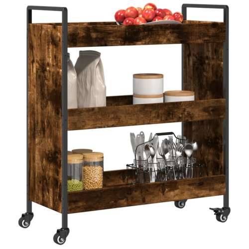 Kuhinjska kolica boja hrasta 70 x 30 x 82 cm konstruirano drvo - Dimljeni hrast Cijena