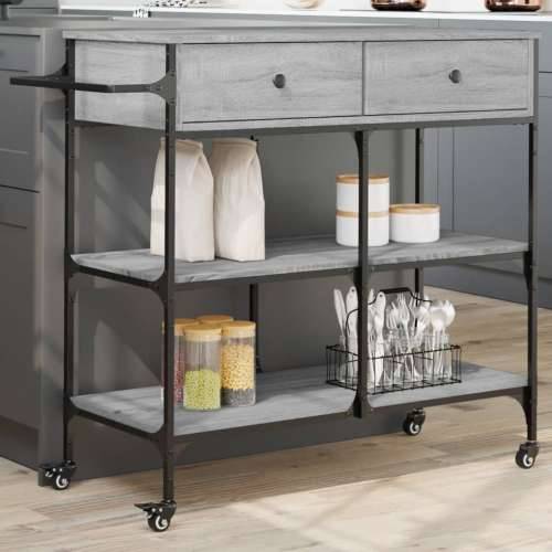 Kuhinjska kolica boja hrasta 105 x 42 x 95 cm konstruirano drvo - Sivi hrast sonoma Cijena