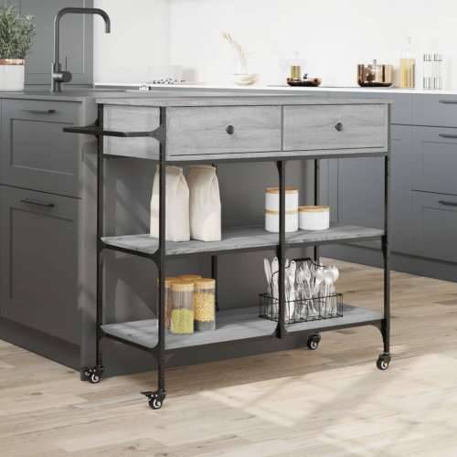 Kuhinjska kolica boja hrasta 105 x 42 x 95 cm konstruirano drvo - Sivi hrast sonoma Cijena
