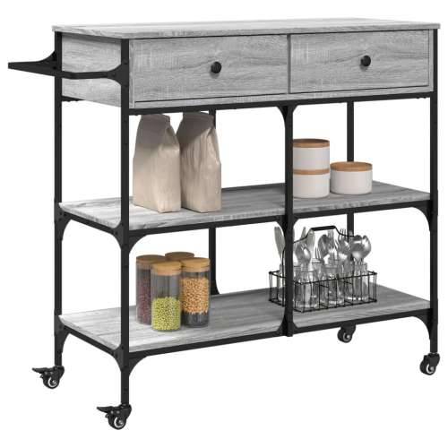 Kuhinjska kolica boja hrasta 105 x 42 x 95 cm konstruirano drvo - Sivi hrast sonoma Cijena