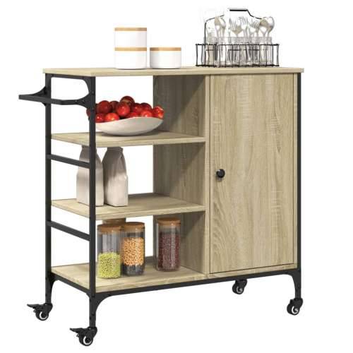 Kuhinjska kolica boja hrasta 87,5x38,5x84,5cm konstruirano drvo - sonoma hrast Cijena