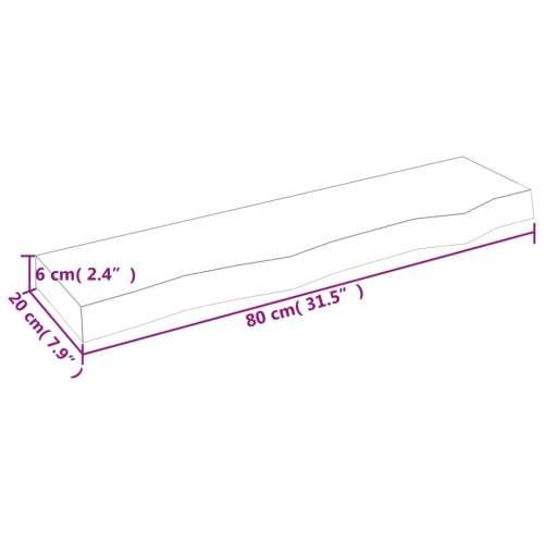 Zidna polica 80 x 20 x 6 cm od neobrađene masivne hrastovine - Prirodna 80 x 20 x 6 cm 1 Cijena
