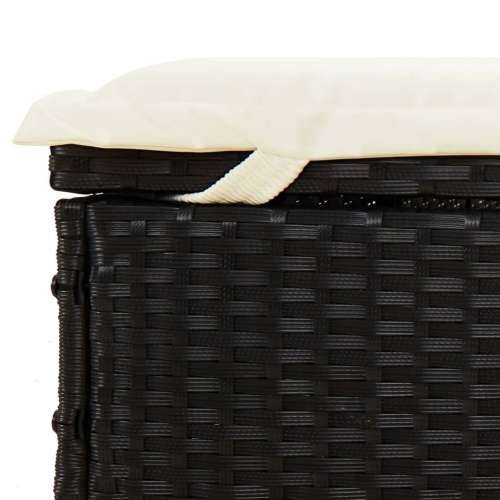 Ležaj za sunčanje sklopivi krov crni 213 x 63 x 97 cm poliratan - Crno-bijelo 1 Cijena