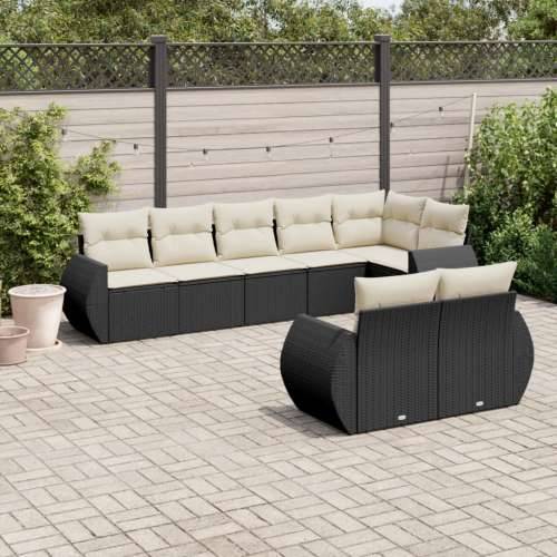 Vrtna garnitura - 8-dijelni set vrtnih sofa od poliratana s jastucima crni - Crna i krem Bez stola 1 Cijena