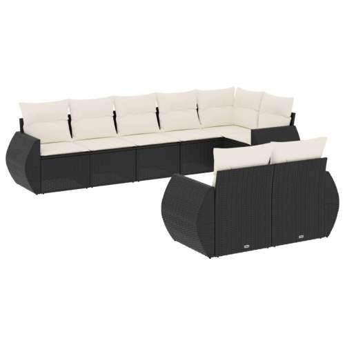 Vrtna garnitura - 8-dijelni set vrtnih sofa od poliratana s jastucima crni - Crna i krem Bez stola 1 Cijena