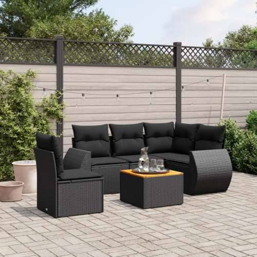 Vrtna garnitura - 6-dijelni set vrtnih sofa s jastucima crni od poliratana - Crna 2x middle + table + 1x corner 1 Cijena