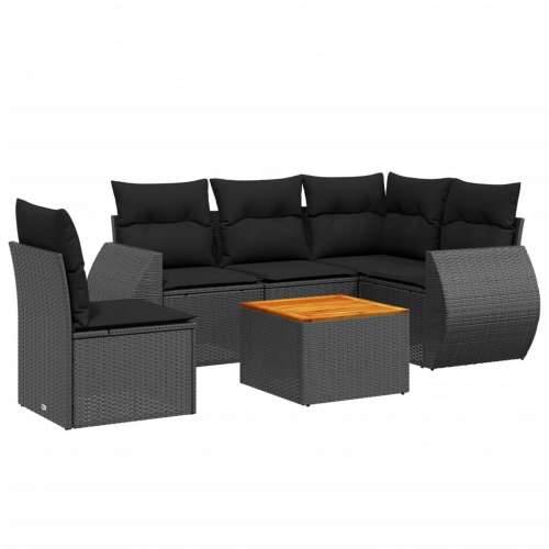 Vrtna garnitura - 6-dijelni set vrtnih sofa s jastucima crni od poliratana - Crna 2x middle + table + 1x corner 1 Cijena