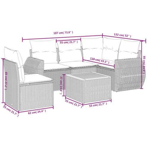 Vrtna garnitura - 6-dijelni set vrtnih sofa s jastucima crni od poliratana - Crna 2x middle + table + 1x corner 1 Cijena
