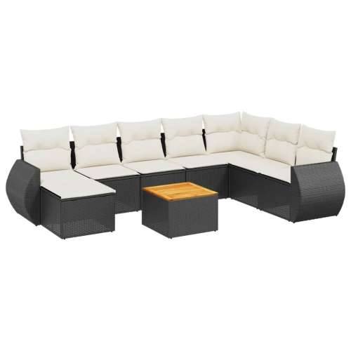 Vrtna garnitura - 9-dijelni set vrtnih sofa s jastucima crni od poliratana - Crna i krem 1 Cijena