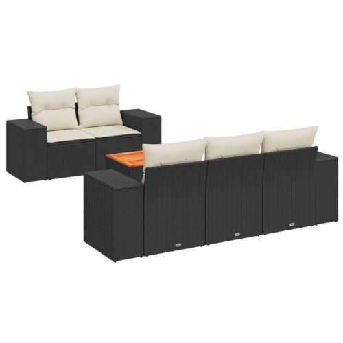 Vrtna garnitura - 6-dijelni set vrtnih sofa s jastucima crni od poliratana - Crna i krem 6 Cijena