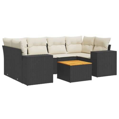 Vrtna garnitura - 7-dijelni set vrtnih sofa od poliratana s jastucima crni - Crna i krem 1 Cijena