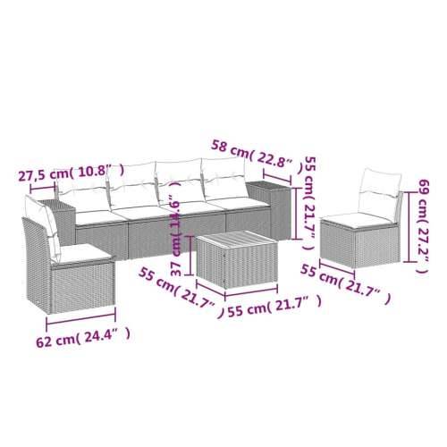 Vrtna garnitura - 7-dijelni set vrtnih sofa od poliratana s jastucima crni - Crna i krem 1 Cijena