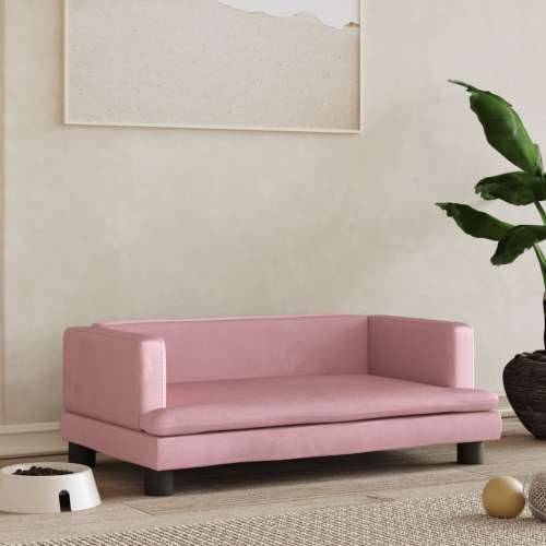 Krevet za pse ružičasti 80 x 45 x 30 cm baršunasti