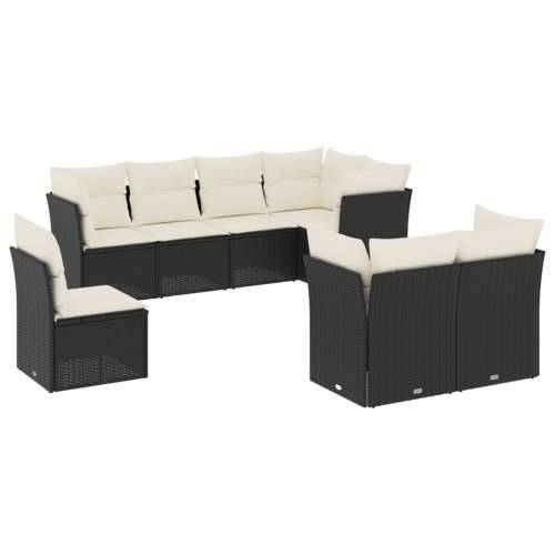 Vrtna garnitura - 8-dijelni set vrtnih sofa od poliratana s jastucima crni - Crna i krem Bez stola 1 Cijena
