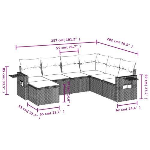 Vrtna garnitura - 7-dijelni set vrtnih sofa od poliratana s jastucima crni - Crna i krem Bez stola 1 Cijena