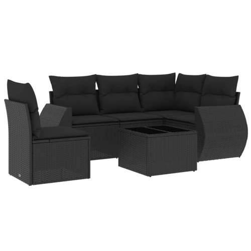 Vrtna garnitura - 6-dijelni set vrtnih sofa s jastucima crni od poliratana - Crna Sa stolom 1 Cijena