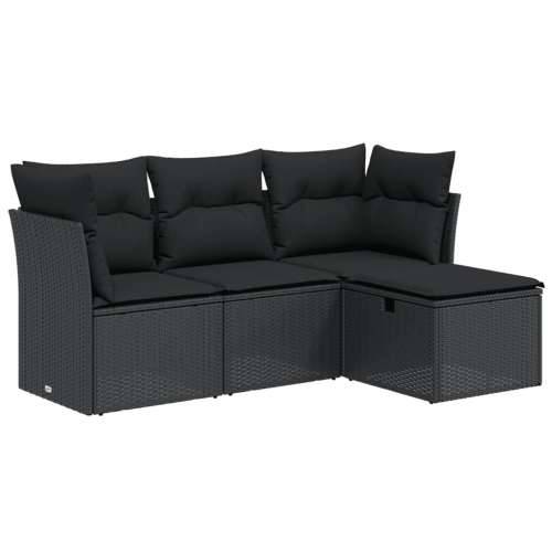 Vrtna garnitura - 4-dijelni set vrtnih sofa od poliratana s jastucima crni - Crna bez spremišta 1 Cijena