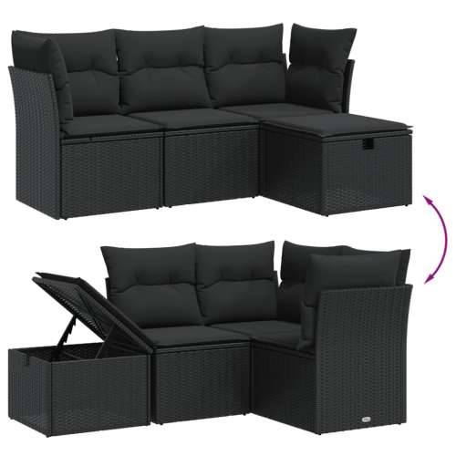 Vrtna garnitura - 4-dijelni set vrtnih sofa od poliratana s jastucima crni - Crna bez spremišta 1 Cijena