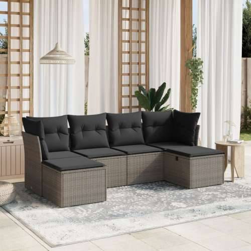 Vrtna garnitura - 6-dijelni set vrtnih sofa od poliratana s jastucima sivi - Siva bez spremišta 6 Cijena
