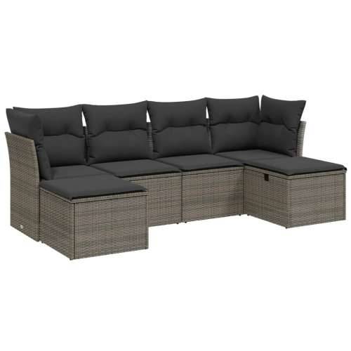 Vrtna garnitura - 6-dijelni set vrtnih sofa od poliratana s jastucima sivi - Siva bez spremišta 6 Cijena