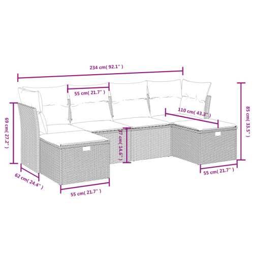 Vrtna garnitura - 6-dijelni set vrtnih sofa od poliratana s jastucima sivi - Siva bez spremišta 6 Cijena
