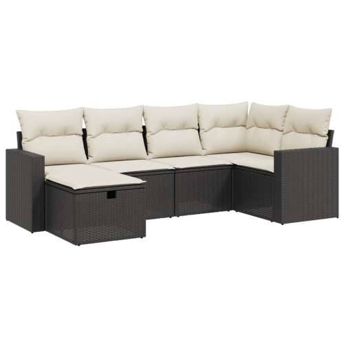 Vrtna garnitura - 6-dijelni set vrtnih sofa s jastucima crni od poliratana - Crna i krem bez spremišta 6 Cijena