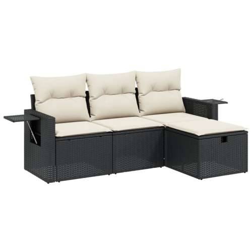 Vrtna garnitura - 4-dijelni set vrtnih sofa od poliratana s jastucima crni - Crna i krem bez spremišta 1 Cijena