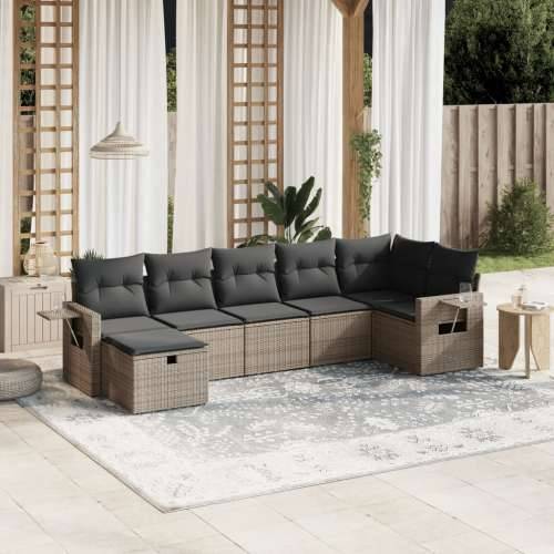 Vrtna garnitura - 7-dijelni set vrtnih sofa sivi od poliratana - Siva bez spremišta 7 Cijena