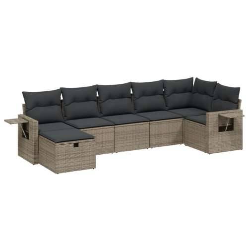 Vrtna garnitura - 7-dijelni set vrtnih sofa sivi od poliratana - Siva bez spremišta 7 Cijena