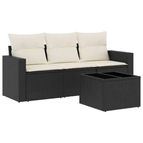 Vrtna garnitura - 4-dijelni set vrtnih sofa od poliratana s jastucima crni - Crna i krem 1 Sa stolom Cijena