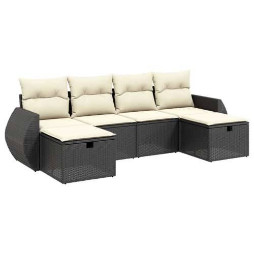Vrtna garnitura - 6-dijelni set vrtnih sofa s jastucima crni od poliratana - Crna i krem bez spremišta 1 Cijena