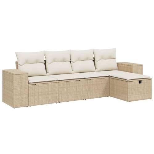 5-dijelni vrtni set sofa s jastucima bež od poliratana - bež i krem bez spremišta 5 Cijena