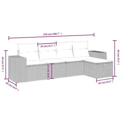 5-dijelni vrtni set sofa s jastucima bež od poliratana - bež i krem bez spremišta 5 Cijena