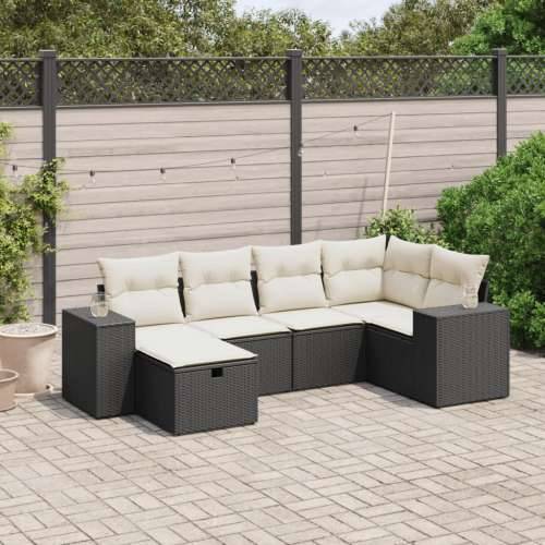 Vrtna garnitura - 6-dijelni set vrtnih sofa s jastucima crni od poliratana - Crna i krem bez spremišta 6 Cijena