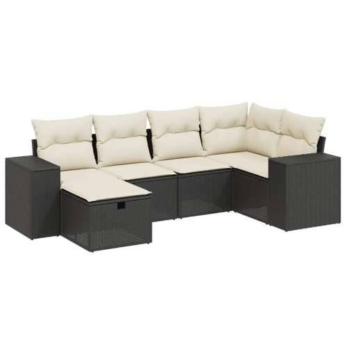 Vrtna garnitura - 6-dijelni set vrtnih sofa s jastucima crni od poliratana - Crna i krem bez spremišta 6 Cijena