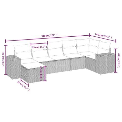 Vrtna garnitura - 7-dijelni set vrtnih sofa od poliratana s jastucima crni - Crna i krem Bez stola 1 Cijena