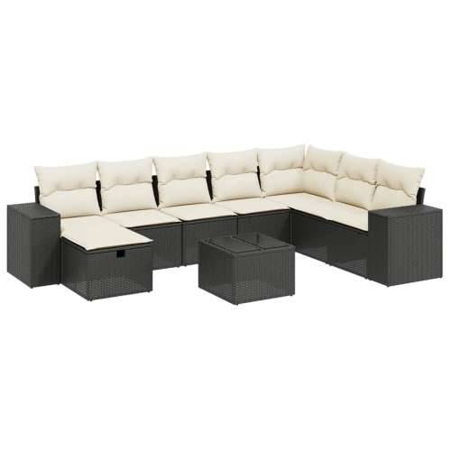 Vrtna garnitura - 9-dijelni set vrtnih sofa s jastucima crni od poliratana - Crna i krem bez spremišta 8 Cijena