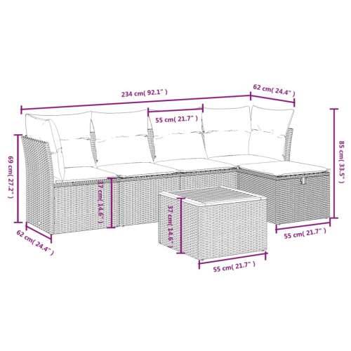 Vrtna garnitura - 6-dijelni set vrtnih sofa s jastucima crni od poliratana - Crna bez spremišta 1 Cijena