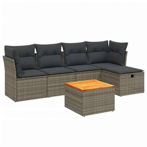 Vrtna garnitura - 6-dijelni set vrtnih sofa od poliratana s jastucima sivi - Siva bez spremišta 1 Cijena