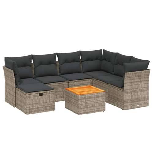 Vrtna garnitura - 8-dijelni set vrtnih sofa od poliratana s jastucima sivi - siva i tamnosiva 3x srednja + 3x kutna + tabure + s Cijena