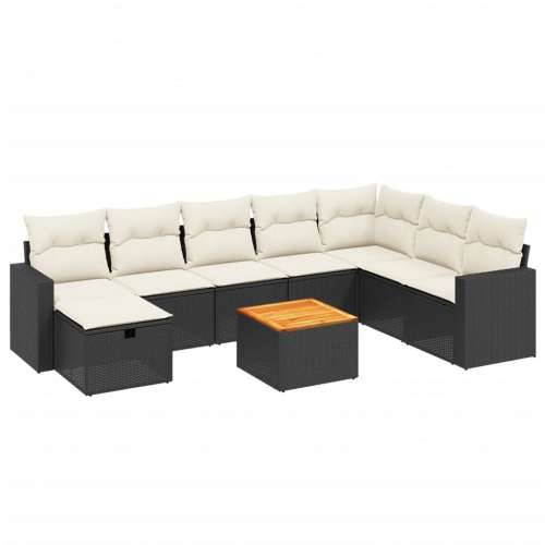 Vrtna garnitura - 9-dijelni set vrtnih sofa s jastucima crni od poliratana - Crna i krem bez spremišta 1 Cijena