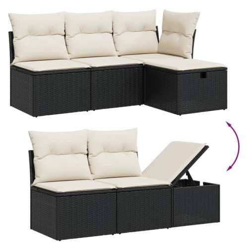 Vrtna garnitura - 6-dijelni set vrtnih sofa s jastucima crni od poliratana - Crna i krem bez spremišta 1 Cijena
