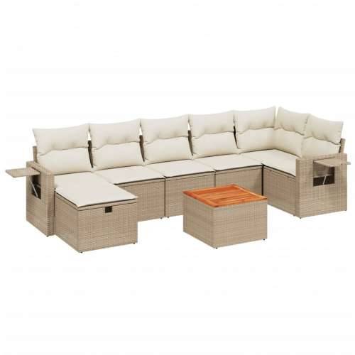 Vrtna garnitura - 8-dijelni set vrtnih sofa od poliratana s jastucima bež - bež i krem 3x srednja + 3x kutna + tabure + stol 1 Cijena