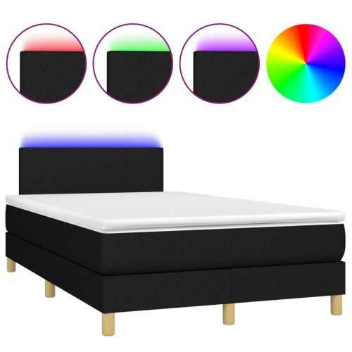 Krevet box spring s madracem LED crni 120 x 190 cm od tkanine - Crna 120 x 190 cm vodoravne pruge Cijena
